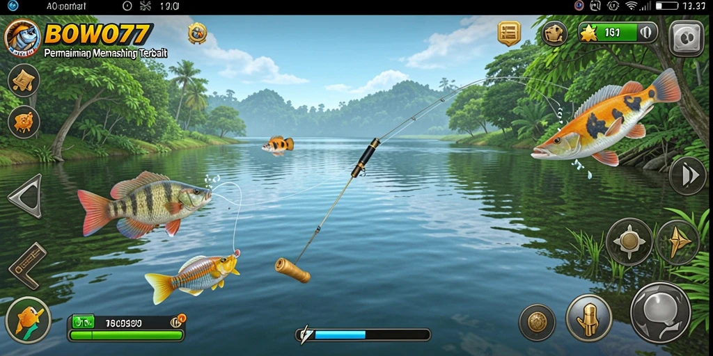 Tampilan menarik dari gameplay BOWO77 saat memancing ikan.