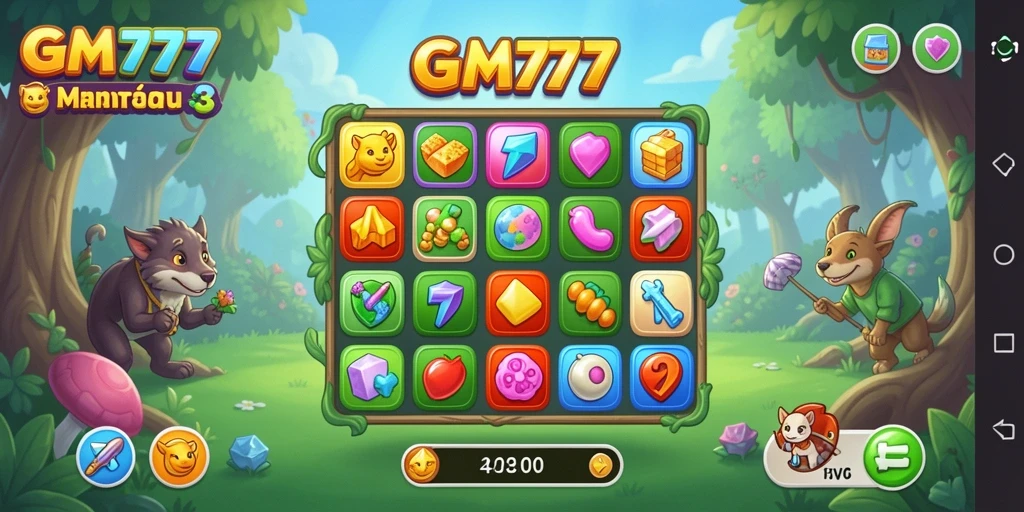 Screenshot menunjukkan aksi mencocokkan warna dalam GM777 yang seru.