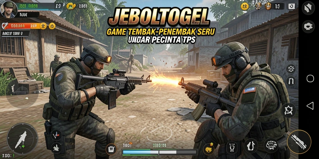 Screenshot game JEBOLTOGEL menampilkan aksi tembak-menembak yang seru.