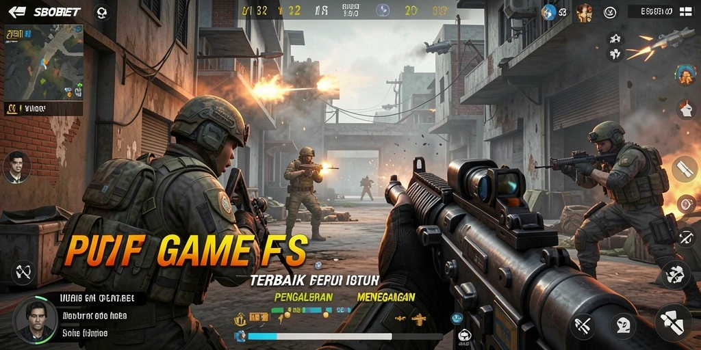 Screenshot gameplay SBOBET menampilkan aksi tembak-menembak yang mendebarkan di medan perang.