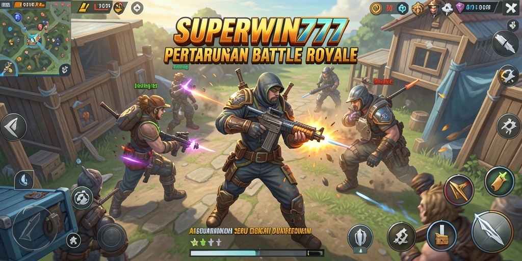 Tampilan gameplay seru dalam SUPERWIN777, pertarungan Battle Royale yang mendebarkan.